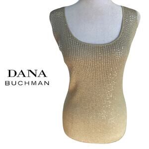Dana Buchman Sleeveless Gold Sequin Top Medium
